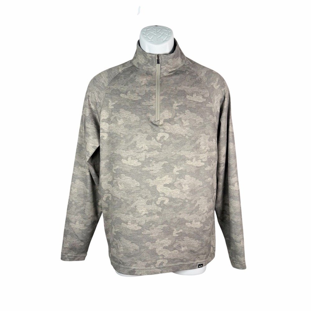 Fish Hippie Co 1/4 Zip Pullover Mens‎ Small Gray Camo